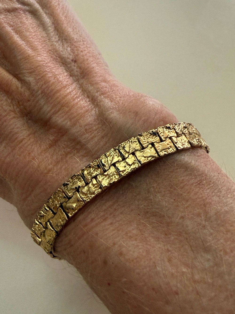 Vintage Gold Tone Nugget Link Chain Bracelet – 7”